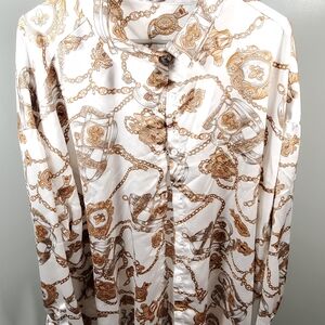 Chic Chain Print Button Down Shirt